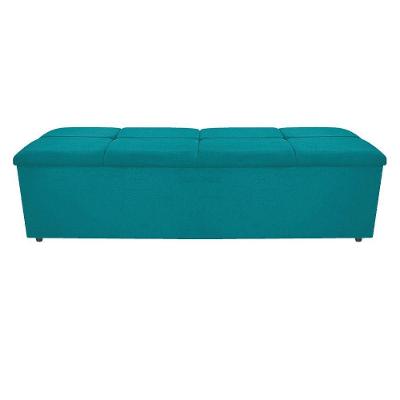 Calçadeira Munique 140cm Casal Suede Azul Turquesa Adj Decor