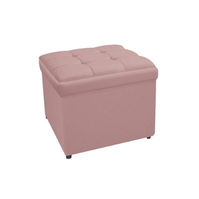 Calçadeira Copenhague 90cm Solteiro Suede Rosê Adj Decor