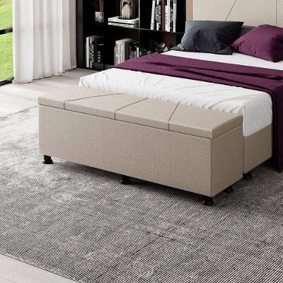 Baú Sapateira Estofada Casal Queen Size 160 Cm Júpiter Linho Skybox Bege
