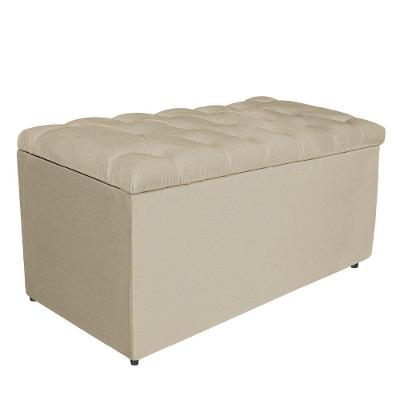 Calçadeira Estofada Liverpool 90cm Solteiro Corano Bege