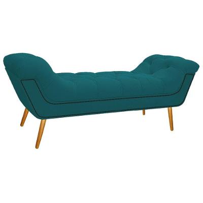 Calçadeira Estofada 140 Cm Casal Suede Azul Turquesa
