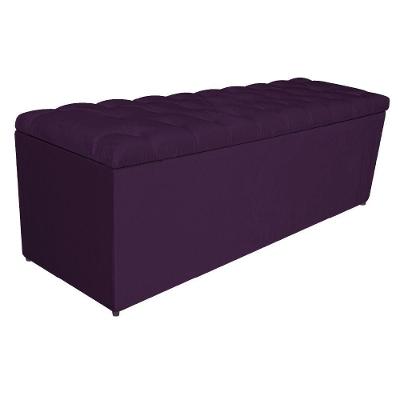 Calçadeira Estofada Liverpool 140cm Casal Suede Roxo