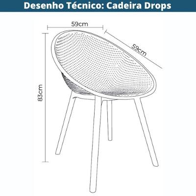 Kit 4 Cadeiras Drops Rivatti Em Polipropileno Fendi Base Desmontável Fendi