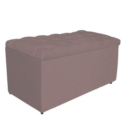 Calçadeira Estofada Liverpool 90cm Solteiro Linho Rosê