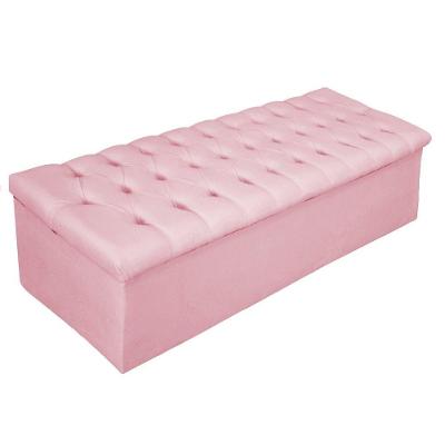 Calçadeira Baú Estofada 160cm Queen Size Rosa Bebê Adj Decor
