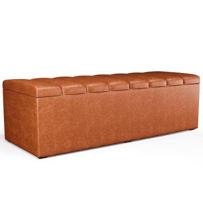 Calçadeira Recamier Baú Cama Casal Dália 140X50cm W01 Camel