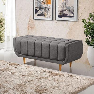 Recamier Alemanha 1,30m Com Base Madeira Linho Sofatec Grafite