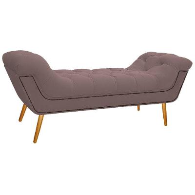 Calçadeira Estofada 140 Cm Casal Linho Rosê