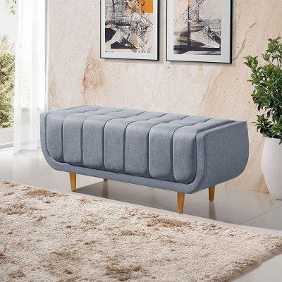 Recamier Alemanha 1,50m Com Base Madeira Linho Sofatec Azul