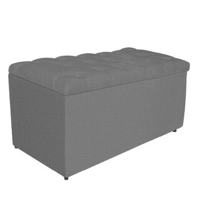Calçadeira Estofada Liverpool 90cm Solteiro Linho Chumbo