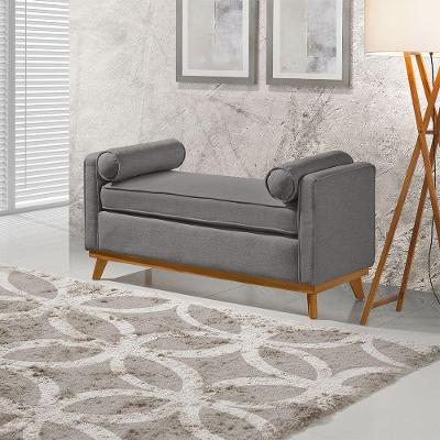 Recamier Italia 1,50m Com Base Madeira Linho Sofatec Grafite