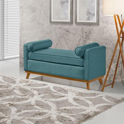 Recamier Italia 1,00m Com Base Madeira Linho Sofatec Verde