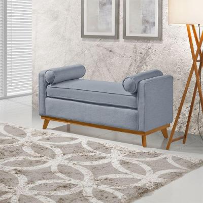 Recamier Italia 1,30m Com Base Madeira Linho Sofatec Azul