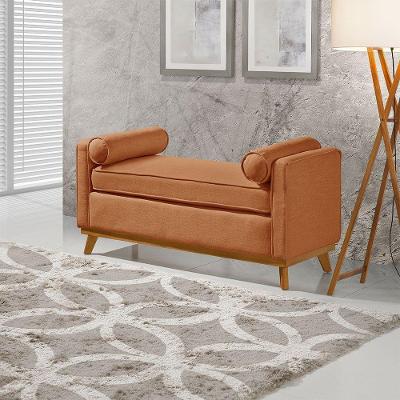 Recamier Italia 1,30m Com Base Madeira Linho Sofatec Tijolo