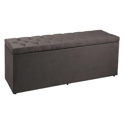 Calçadeira Recamier Baú Casal 1,40m Madrid Suede Cinza
