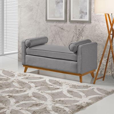 Recamier Italia 1,00m Com Base Madeira Linho Sofatec Prata