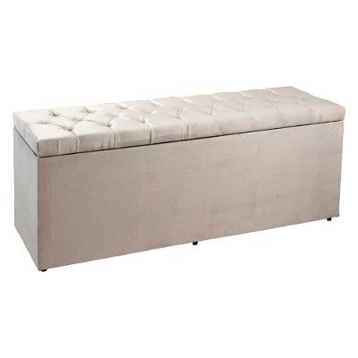 Calçadeira Recamier Baú King 1,95m Madrid Suede Bege
