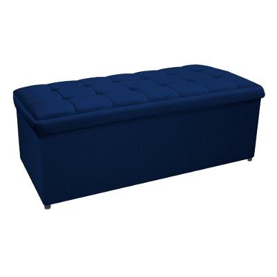 Calçadeira Copenhague 140cm Casal Suede Azul Adj Decor