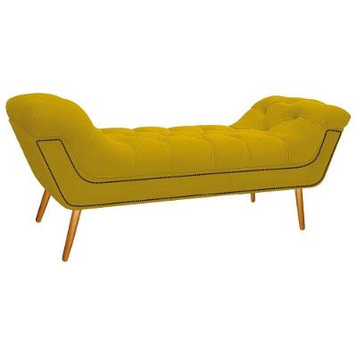 Calçadeira Estofada Veneza 195 Cm King Size Suede Amarelo
