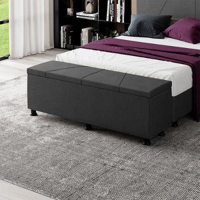 Baú Sapateira Estofada Casal 140 Cm Júpiter Veludo Skybox Preto
