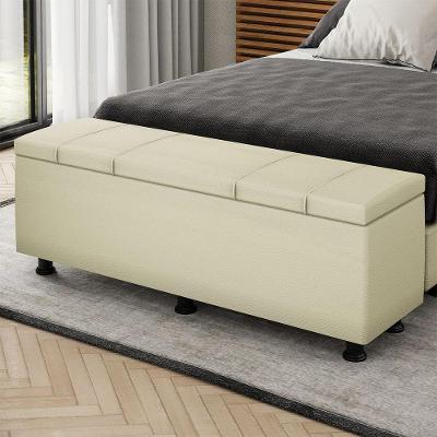 Baú Sapateira Estofada Casal King Size 195 Cm Venus Corino Skybox Bege