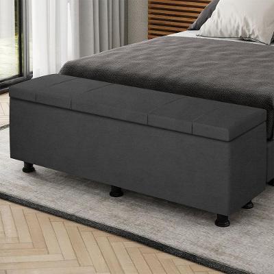 Baú Sapateira Estofada Casal Queen Size 160 Cm Venus Veludo Skybox Preto