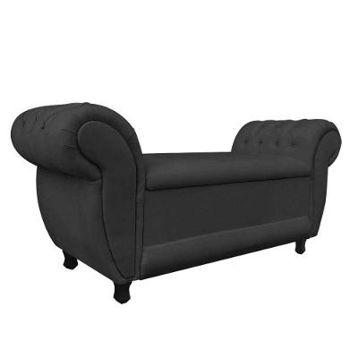 Recamier Baú Grécia 195cm Namoradeira Calçadeira Suede Preto