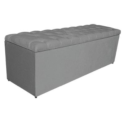 Calçadeira Estofada Liverpool 140cm Casal Suede Cinza