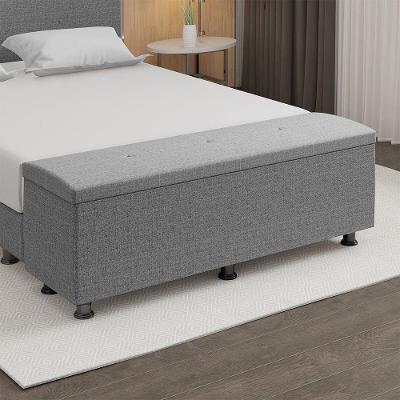 Baú Sapateira Estofada Casal 140 Cm Terra Linho Skybox Cinza