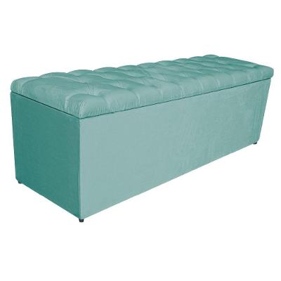 Calçadeira Estofada Liverpool 140cm Casal Suede Azul Tiffany