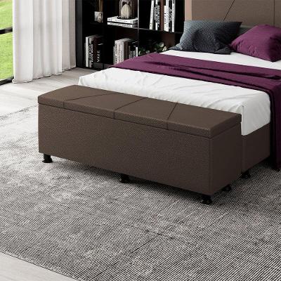Baú Sapateira Estofada Casal Queen Size 160 Cm Júpiter Corino Skybox Marrom
