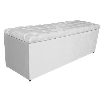 Calçadeira Estofada Liverpool 140cm Casal Suede Branco
