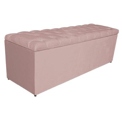 Calçadeira Estofada Liverpool 140cm Casal Suede Rosê