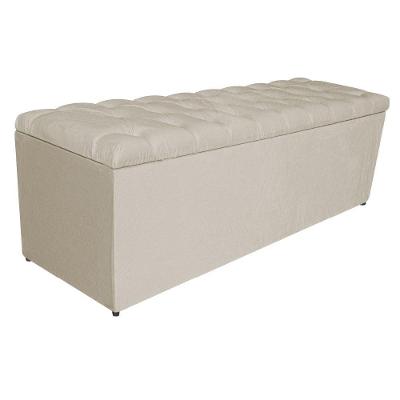 Calçadeira Estofada Liverpool 140cm Casal Suede Bege