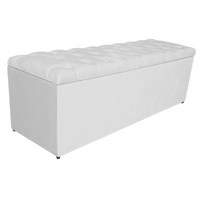 Calçadeira Estofada Liverpool 140cm Casal Corano Branco