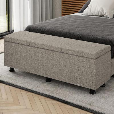 Baú Sapateira Estofada Casal King Size 195 Cm Venus Linho Skybox Marrom