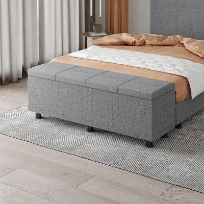 Baú Sapateira Estofada Casal Queen Size 160 Cm Marte Linho Skybox Cinza