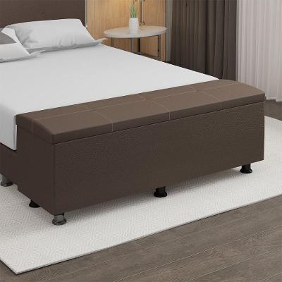 Baú Sapateira Estofada Casal 140 Cm Terra Corino Skybox Marrom