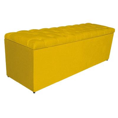 Calçadeira Estofada Liverpool 140cm Casal Suede Amarelo