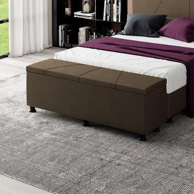 Baú Sapateira Estofada Casal King Size 195 Cm Júpiter Veludo Skybox Marrom