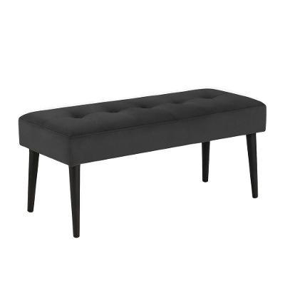 Banco Estofado Theo 1,20m Suede Suede Preto - Inova Decor