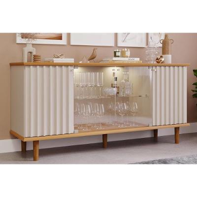 Buffet de Sala Jantar Janice 4 Portas c/ Vidro Nature/Off White - Cimol