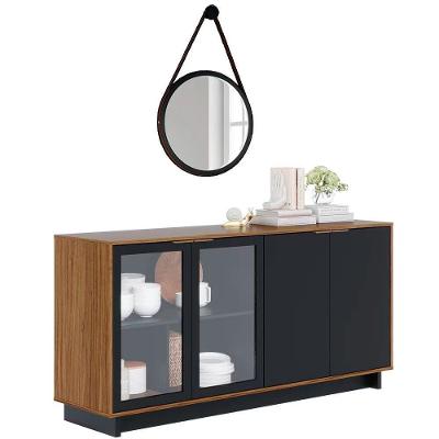 Balcão Aparador Buffet 67cm Preto/freijó/off White