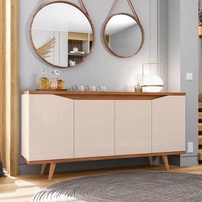 Bancada Aparador Mirabel Off White/ Cedro 4 Portas