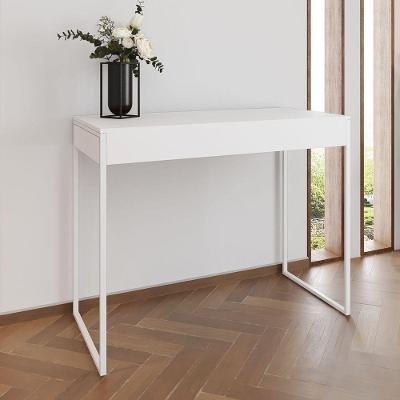 Aparador Industrial Retangular Califórnia Branco 137X40Cm Base Ferro Branco Cor: Branco