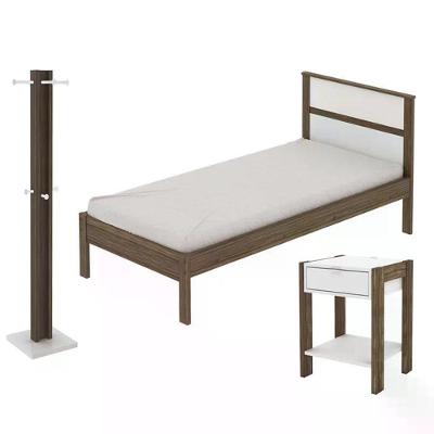 Quarto Solteiro 3 Peças Qt1 Nogal Branco Tecno Mobili Nogal