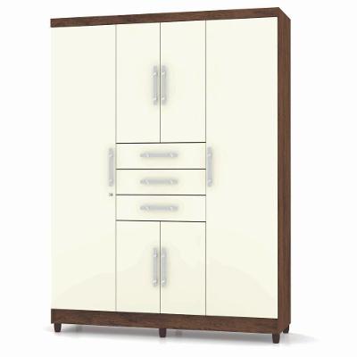 Guarda Roupa Casal 6 Portas Imbuia Rustico Champanhe
