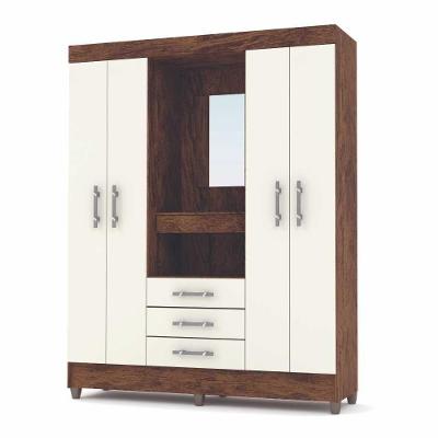 Guarda Roupa Casal 4 Portas Capelinha Imbuia Rustico