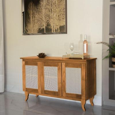 Buffet Aparador Madeira Vintage Tela Deltan 3 Portas - Imbuia - Cor: Marrom