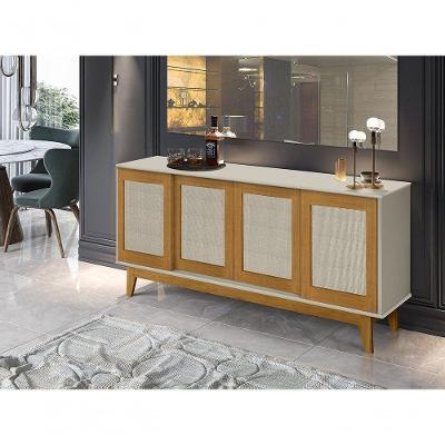 Buffet Detroit 4 Portas Off White / Madeira - Tebarrot